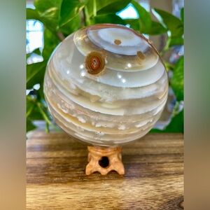 1857 XL Carnelian and Agate Layered Crystal Sphere - 91.6mm